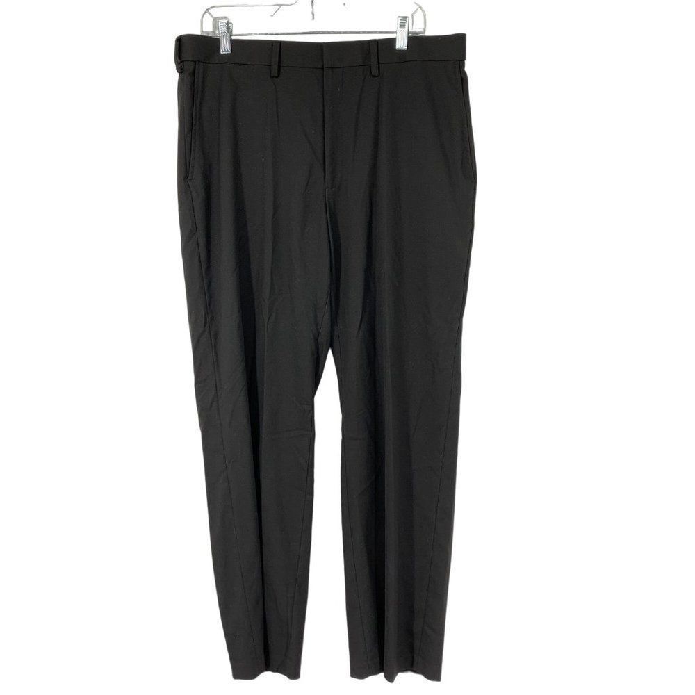 Mens Haggar classic fit black dress pants flat front size 36 x 30 EUC 3481